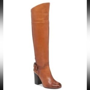 Brown leather knee high riding boot with heels 
Equestrian riding festival